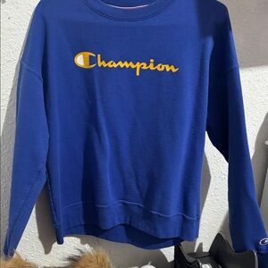 Champion Blue Sweatshirt with Yellow Logo